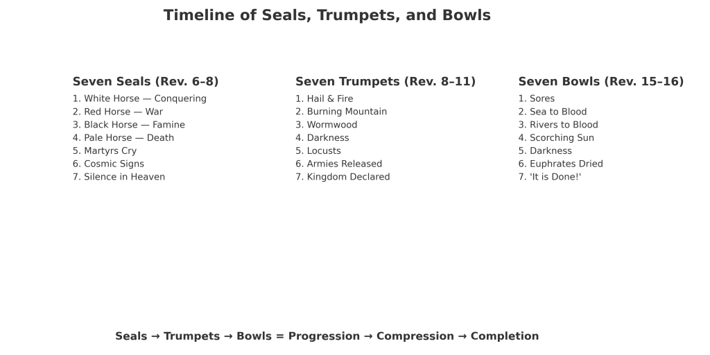 Book of Revelation timeline of seals, trumpets, and bowls